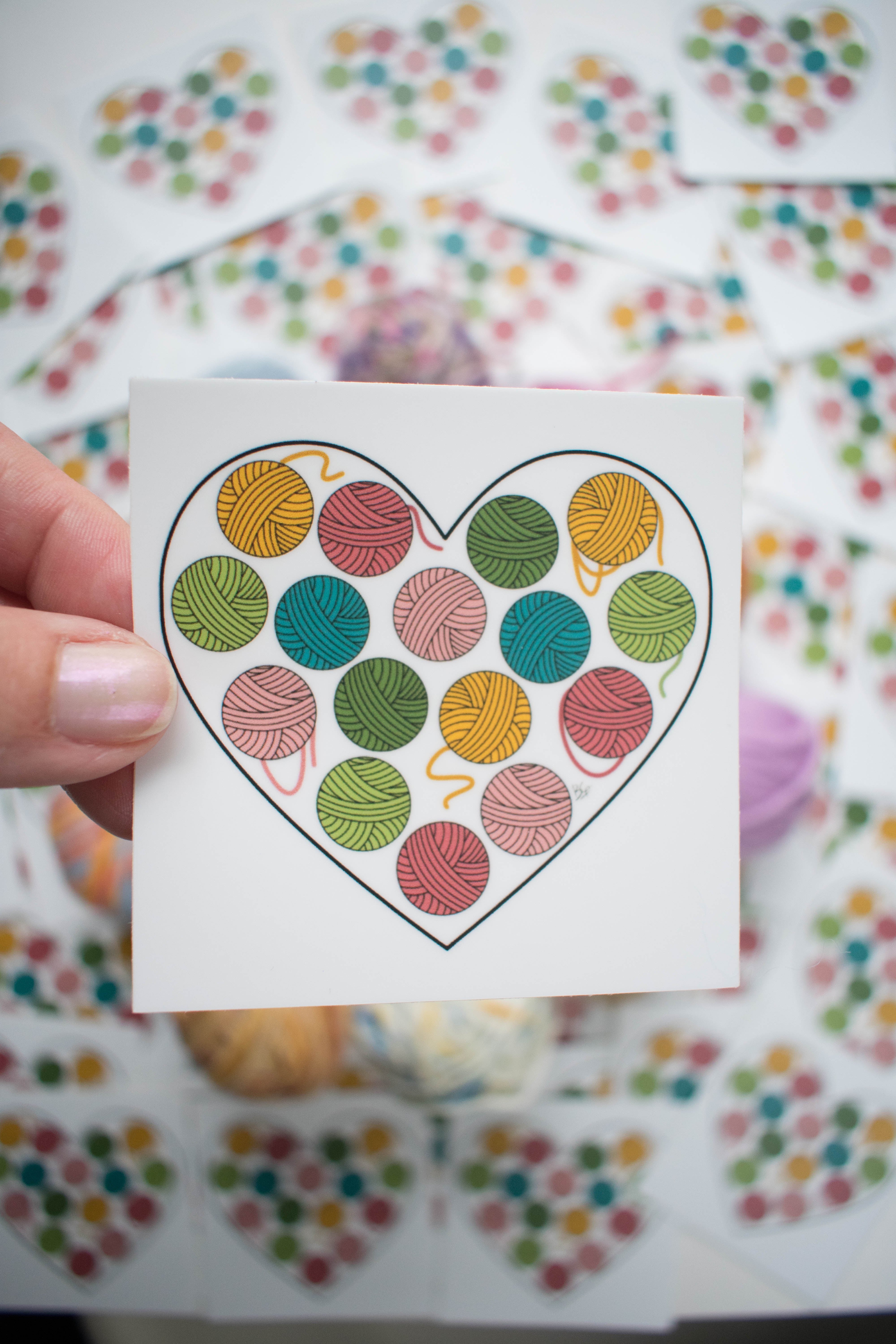 Vinyl Stickers / I love Yarn / Heart Sticker / Yarn Sticker